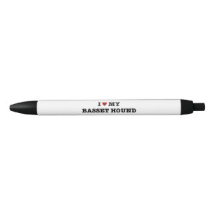 I Heart My Basset Hound Black Ink Pen