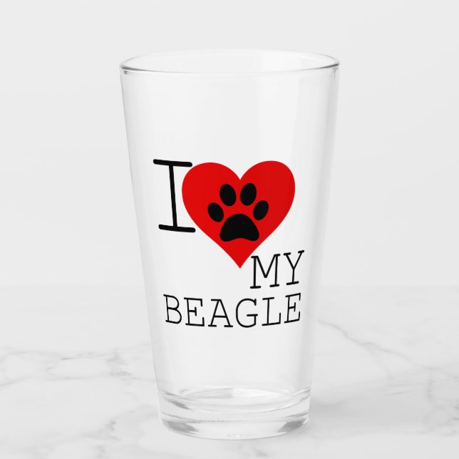 I heart my beagle glass (Front)