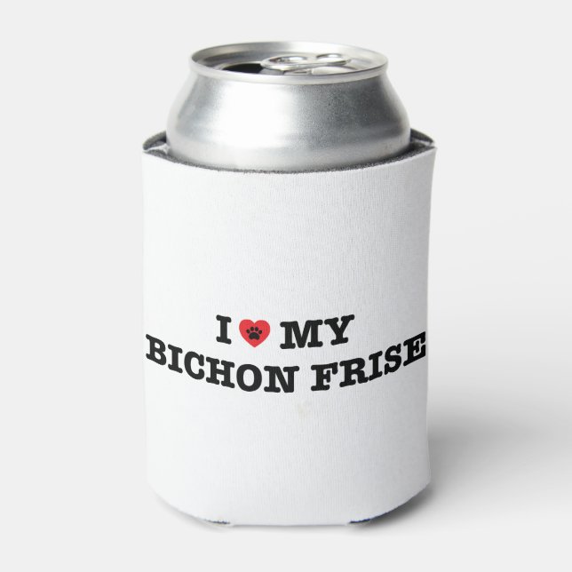 I Heart My Bichon Frise Can Cooler (Can Front)