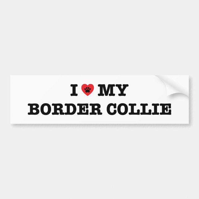 I Heart My Border Collie Bumper Sticker (Front)