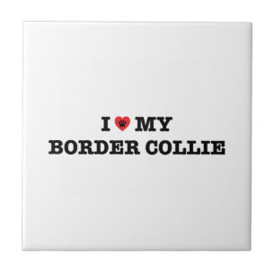 I Heart My Border Collie Tile