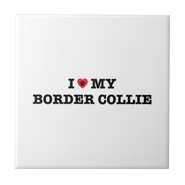 I Heart My Border Collie Tile (Front)