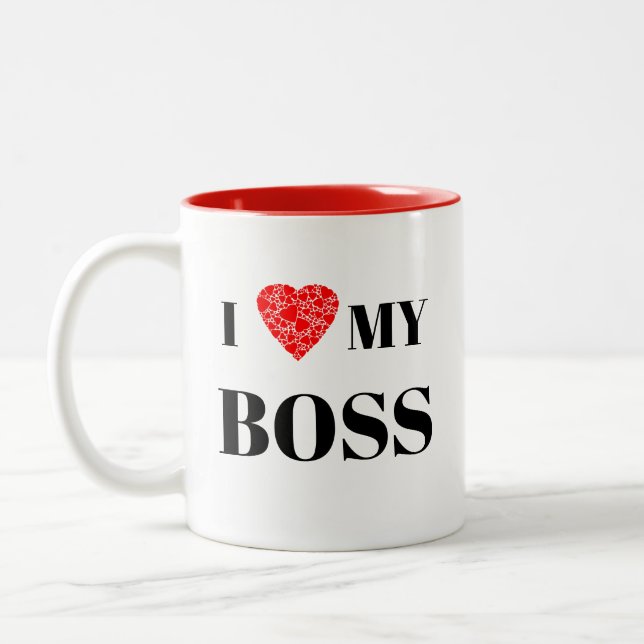 I heart my boss | Gift to personalize Two-Tone Coffee Mug (Left)