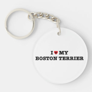 I Heart My Boston Terrier Acrylic Keychain