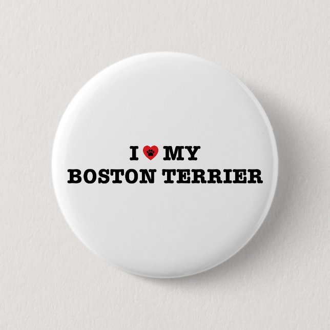 I Heart My Boston Terrier Button (Front)