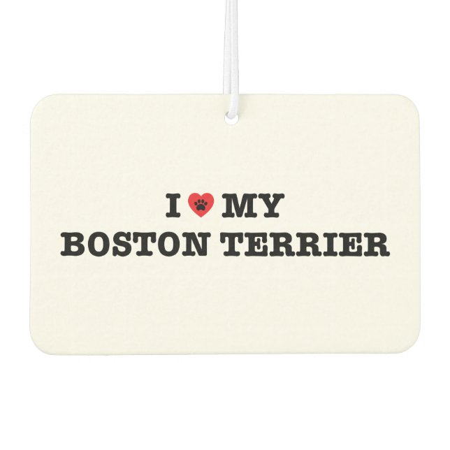 I Heart My Boston Terrier Car Air Freshener (Front)