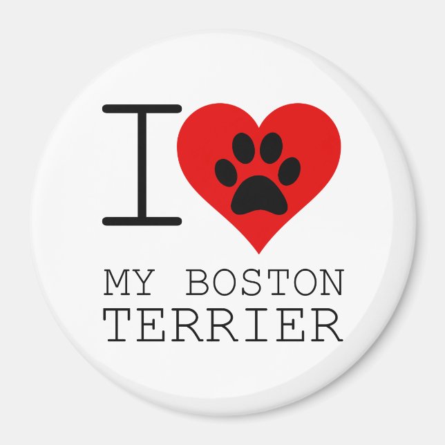 I HEART MY BOSTON TERRIER MAGNET (Front)