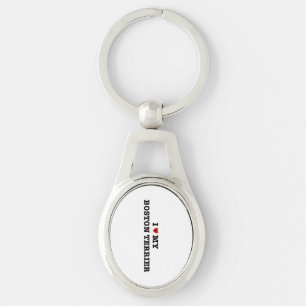 I Heart My Boston Terrier Metal Keychain