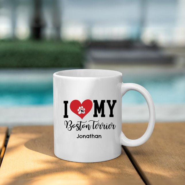 I Heart My Boston Terrier Personalised Coffee Mug (Creator Uploaded)