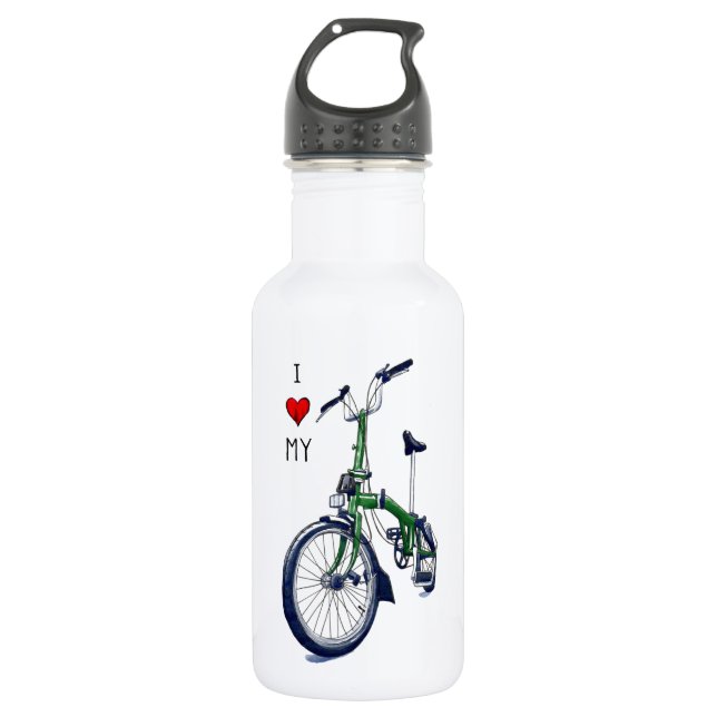 I heart my Brompton (green) 532 Ml Water Bottle (Front)