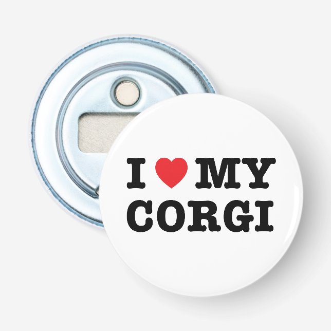 I Heart My Corgi Magnet Bottle Opener (Front)