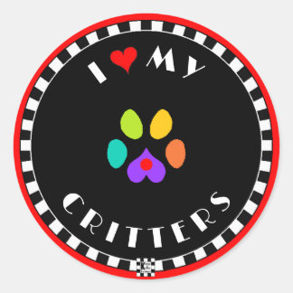 I Heart My Critters Classic Round Sticker