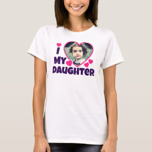 I Heart My Daughter Personalised Photo Pink T-Shirt