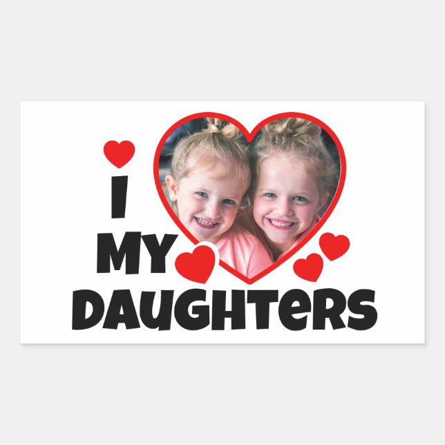 I Heart My Daughters Personalised Photo Rectangular Sticker (Front)