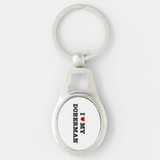 I Heart My Doberman Metal Keychain