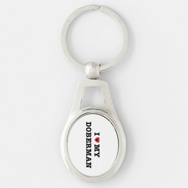 I Heart My Doberman Metal Keychain (Front)