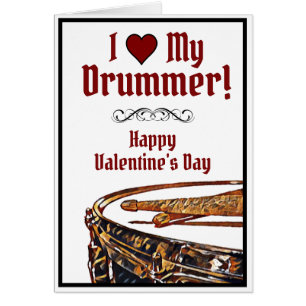 I HEART MY DRUMMER Valentine Card Snare Drum Stick