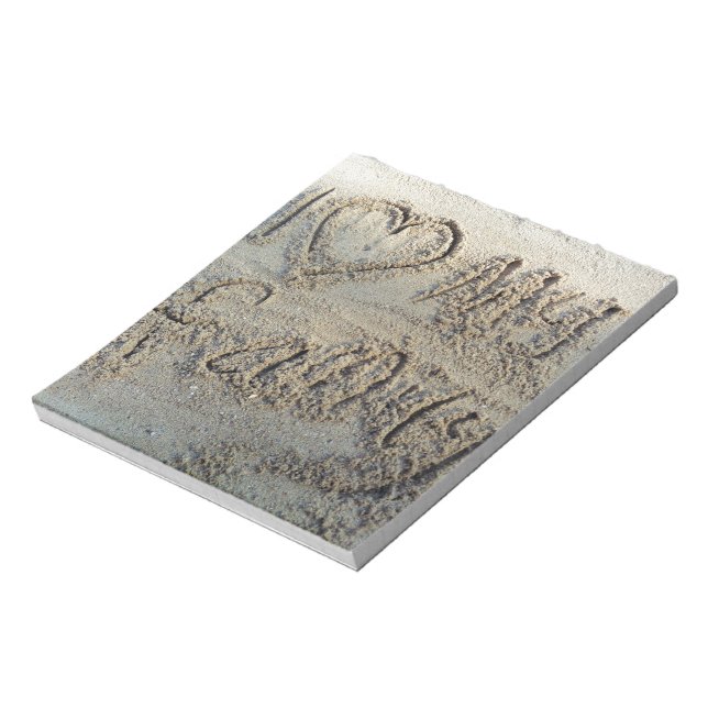 I heart my family, sand writing beach love quote notepad (Rotated)