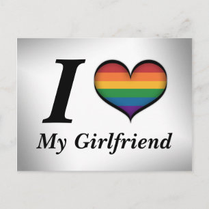 I Heart My Girlfriend Lesbian Pride Typography Postcard