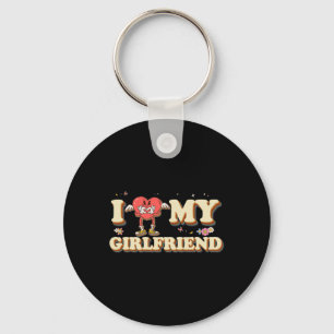 I Heart My Girlfriend Love Valentine Groovy Couple Key Ring