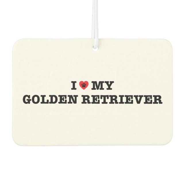 I Heart My Golden Retriever Car Air Freshener (Front)