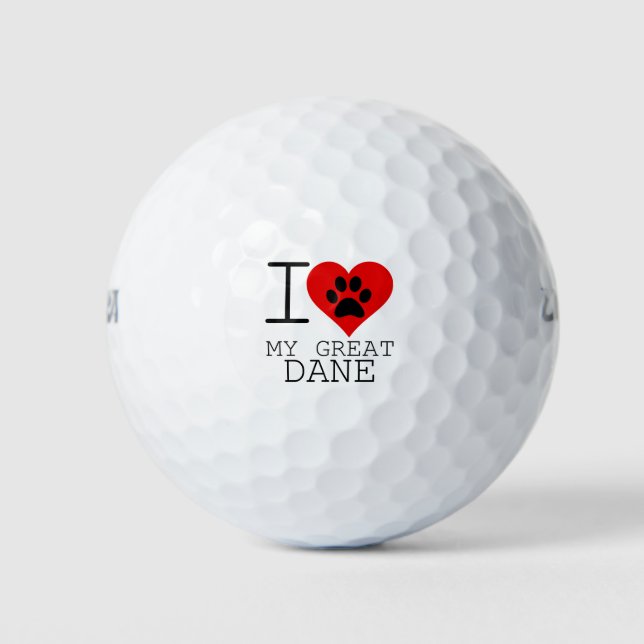 I HEART MY GREAT DANE GOLF BALLS (Front)