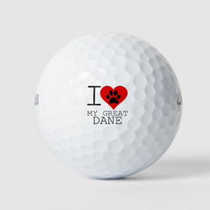I HEART MY GREAT DANE GOLF BALLS