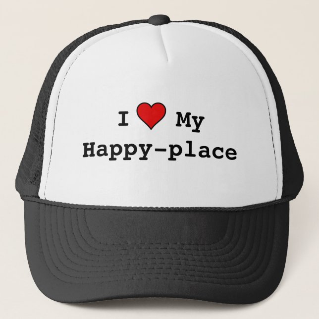 I heart my happy-place trucker hat (Front)