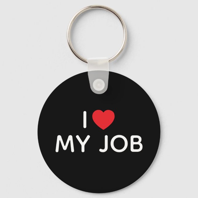 I HEART MY JOB BOLD BLACK KEY RING (Front)