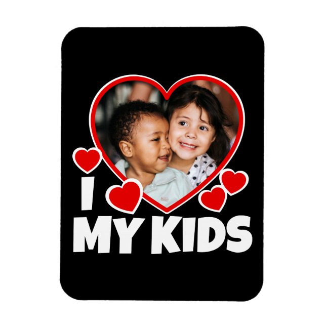 I Heart My Kids Personalised Photo Flexible Magnet (Vertical)