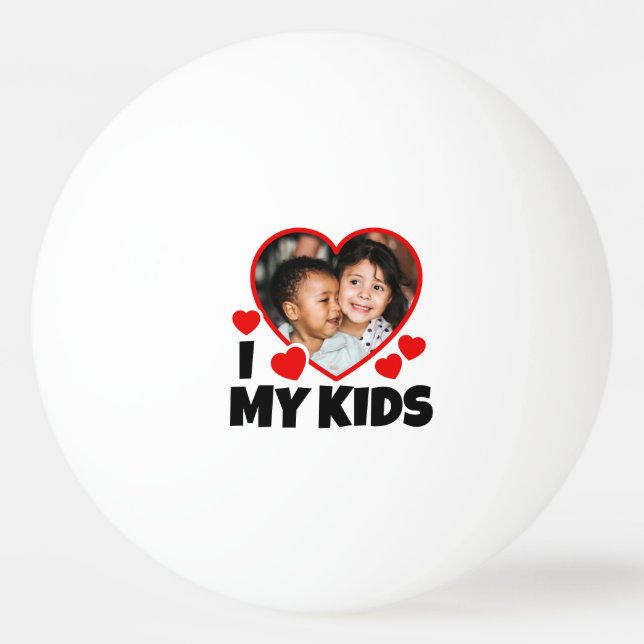 I Heart My Kids Personalised Photo Ping Pong Ball (Front)