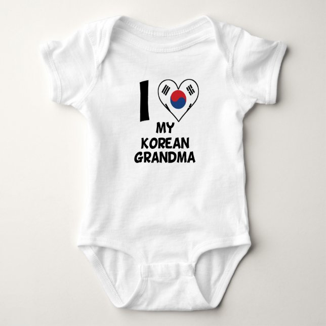 I Heart My Korean Grandma Baby Bodysuit (Front)