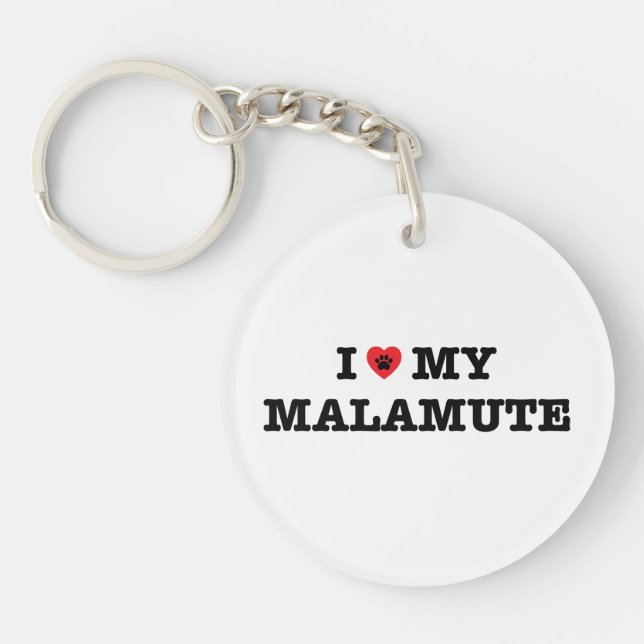 I Heart My Malamute Key Ring (Front)