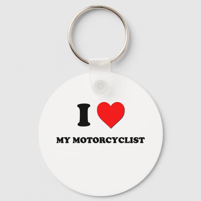 I Heart My Motorcyclist Key Ring (Front)