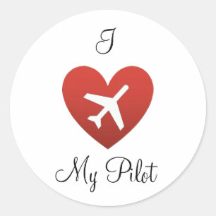 I Heart My Pilot Classic Round Sticker