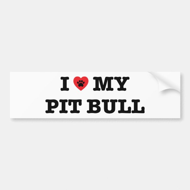 I Heart My Pit Bull Bumper Sticker (Front)