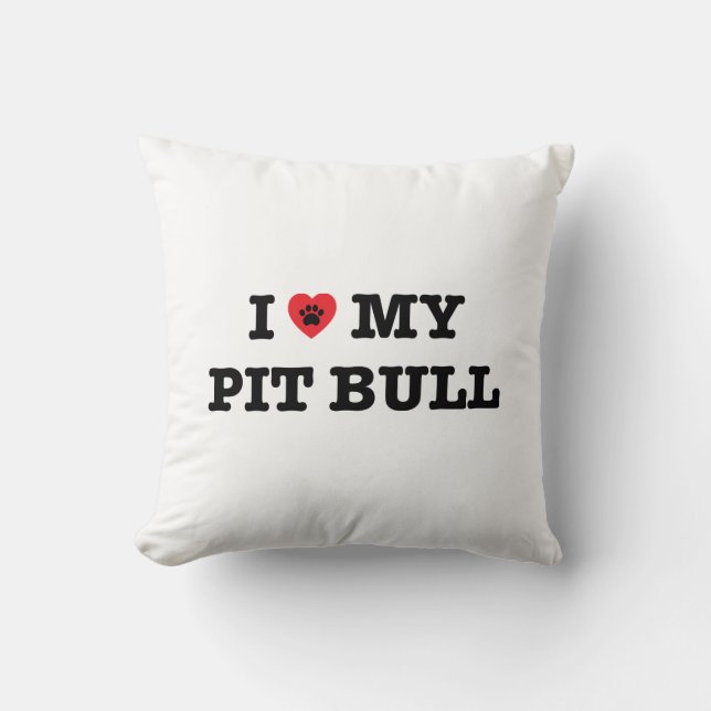 I Heart My Pit Bull Throw Pillow (Front)