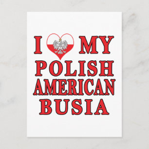 I Heart My Polish American Busia Postcard