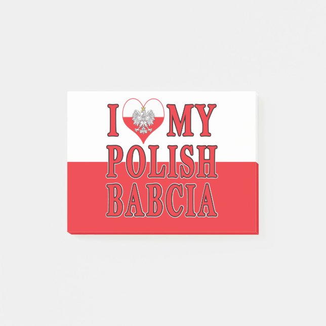 I Heart My Polish Babcia Post-it Notes (Front)