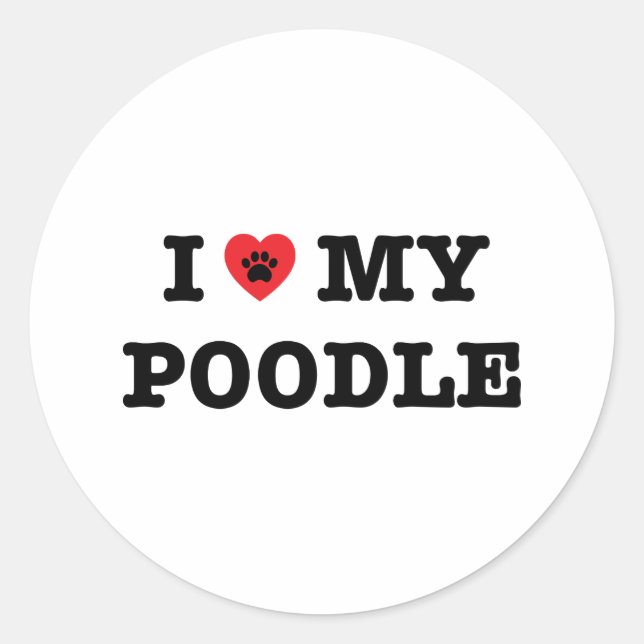 I Heart My Poodle Sticker (Front)