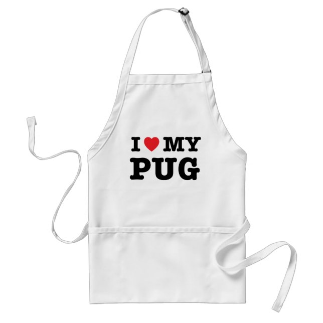 I Heart My Pug Kitchen Apron (Front)