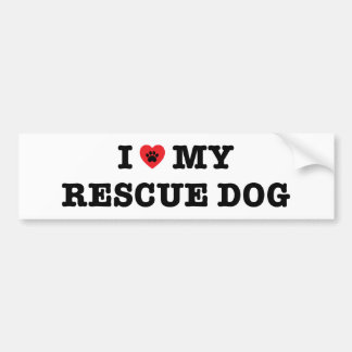 I Heart My Rescue Dog Bumper Sticker