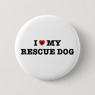 I Heart My Rescue Dog Button