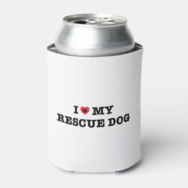 I Heart My Rescue Dog Can Cooler (Can Front)