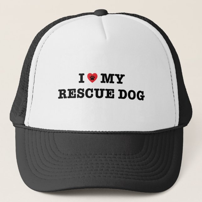 I Heart My Rescue Dog Trucker Hat (Front)