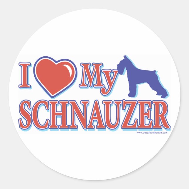 I Heart My Schnauzer Classic Round Sticker (Front)
