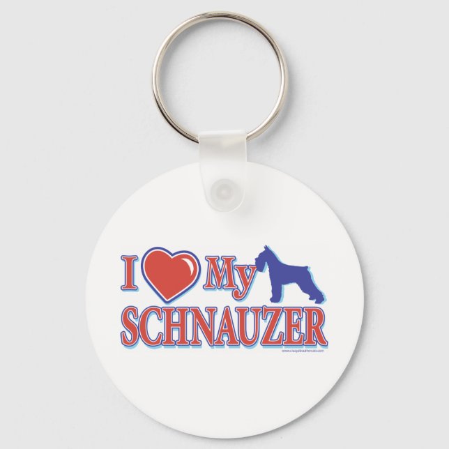 I Heart My Schnauzer Key Ring (Front)