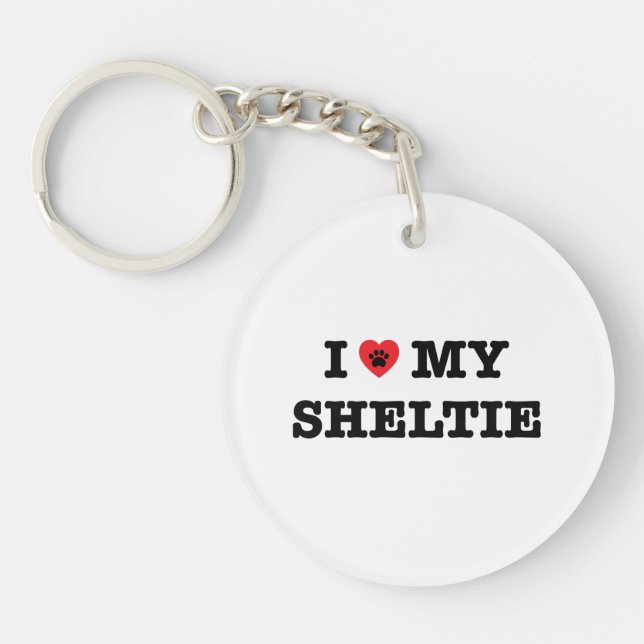 I Heart My Sheltie Acrylic Keychain (Front)