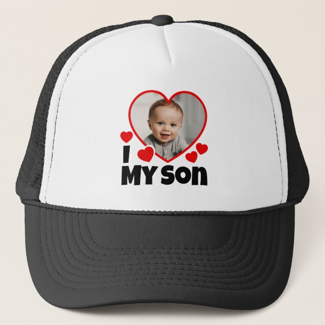 I Heart My Son Personalised Photo Trucker Hat (Front)