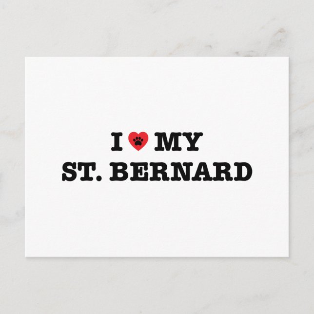 I Heart My St. Bernard Postcard (Front)